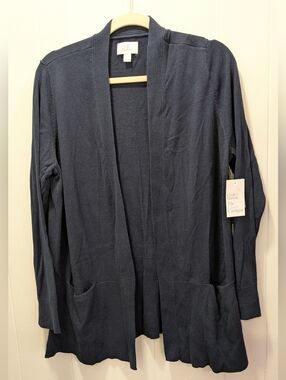 Croft & Barrow Navy Open-Front Knit Cardigan with Pockets